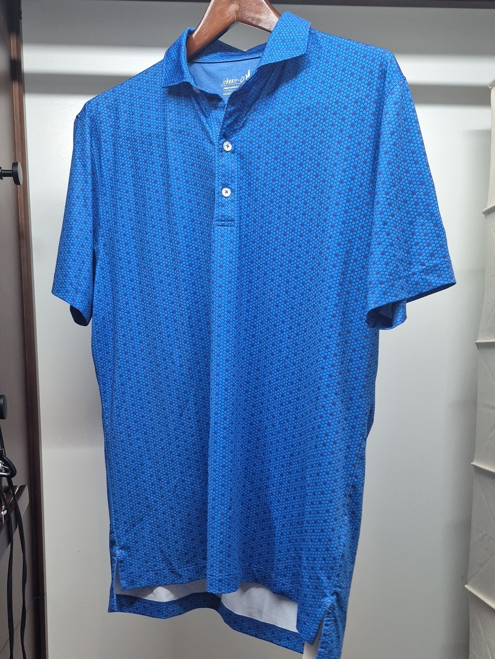 johnnie-O Men's Bright Blue Micro-Pattern Polo